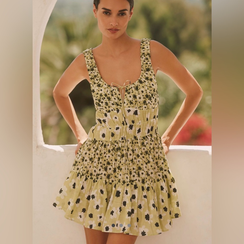 Celandine Light Green Floral Mini Dress